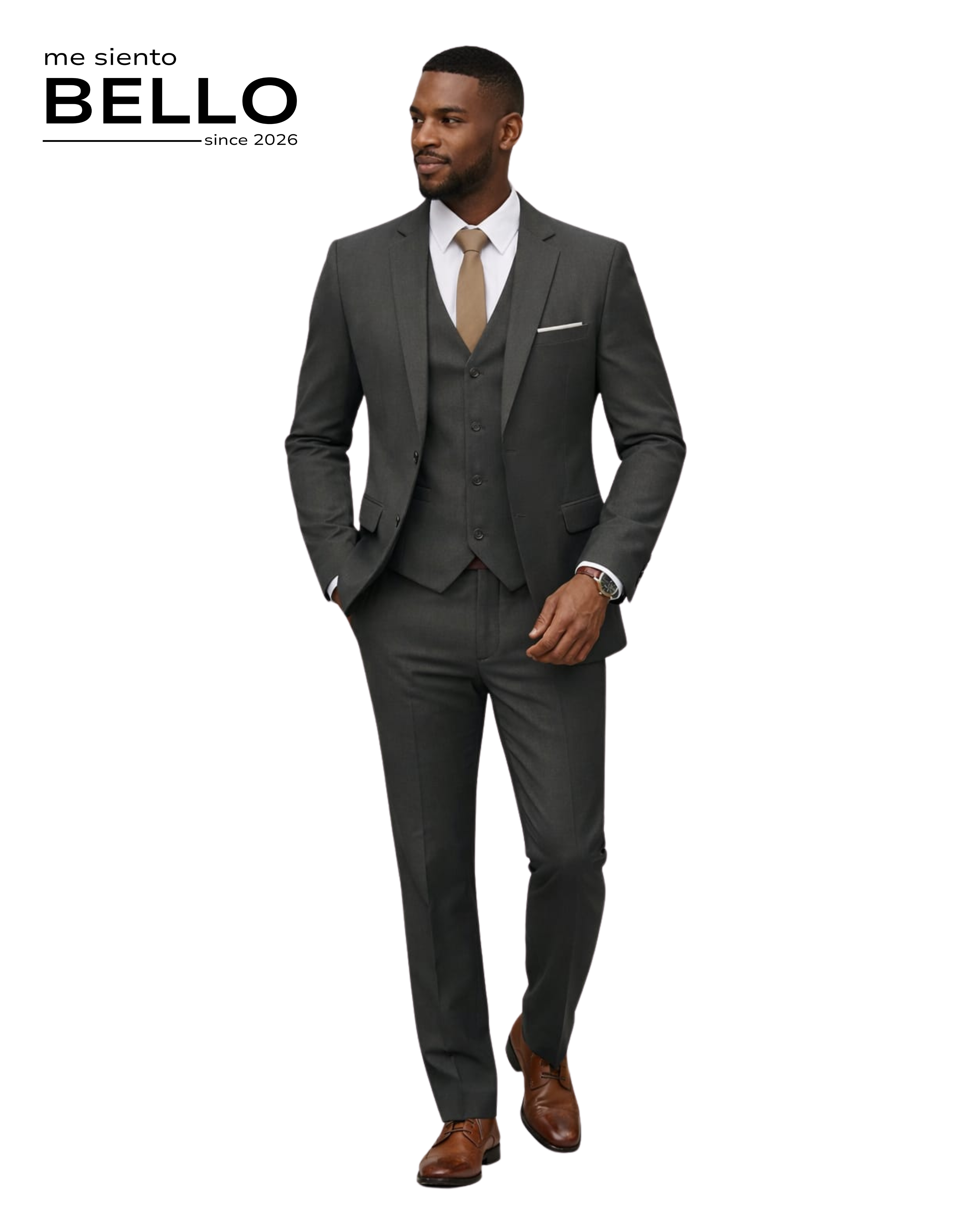 TRAJE LINAJE - 3 PIEZAS GRIS CARBON